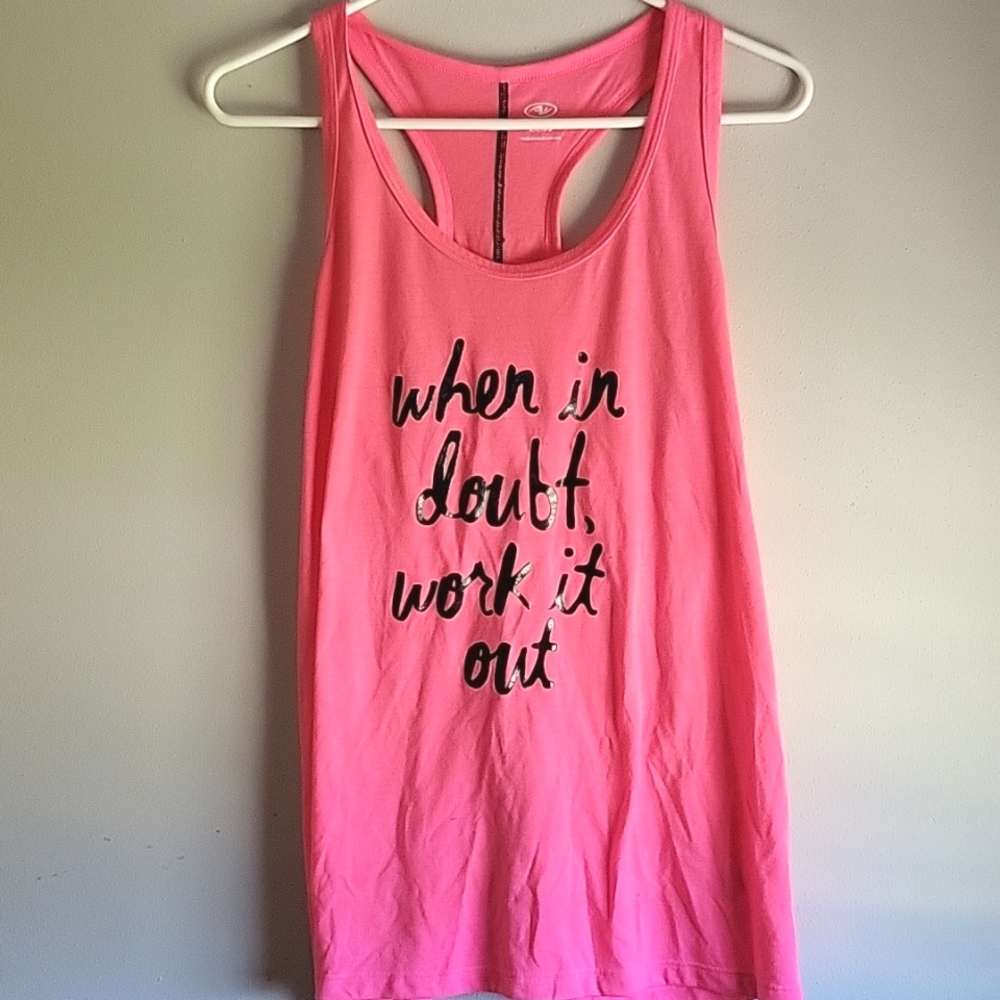 Athletic Works "When in doubt, work it out" Hot Pink Tank Top size XL